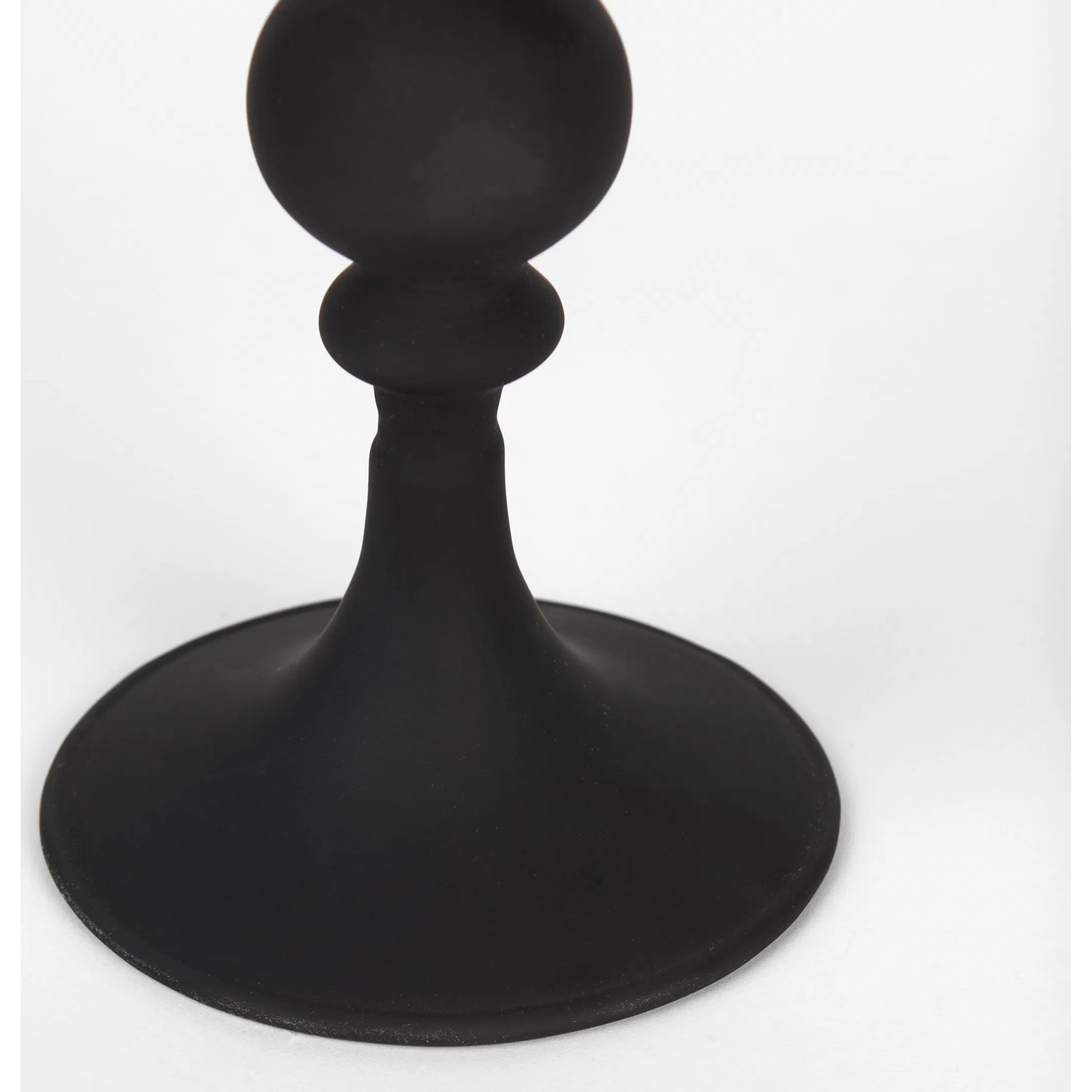 Haute Matte Black Blown Glass Candlestick by Mercana in black. Made from metal in a traditional style.