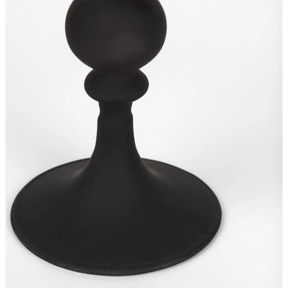 Haute Matte Black Blown Glass Candlestick by Mercana in black. Made from metal in a traditional style.