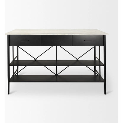 Amika Kitchen Island by Mercana in white, black. Made from iron in a unique style.