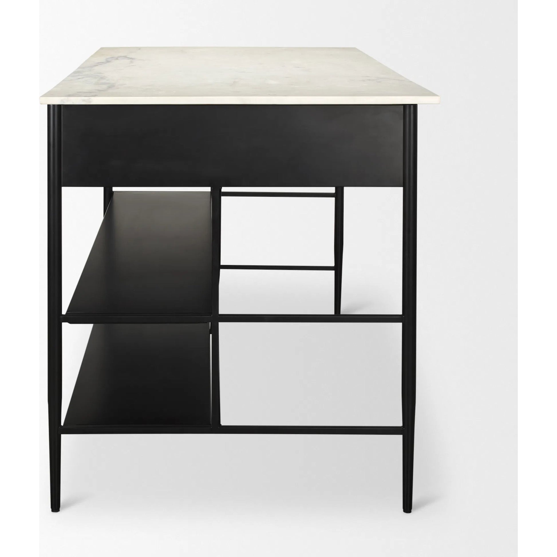 Amika Kitchen Island by Mercana in white, black. Made from iron in a unique style.