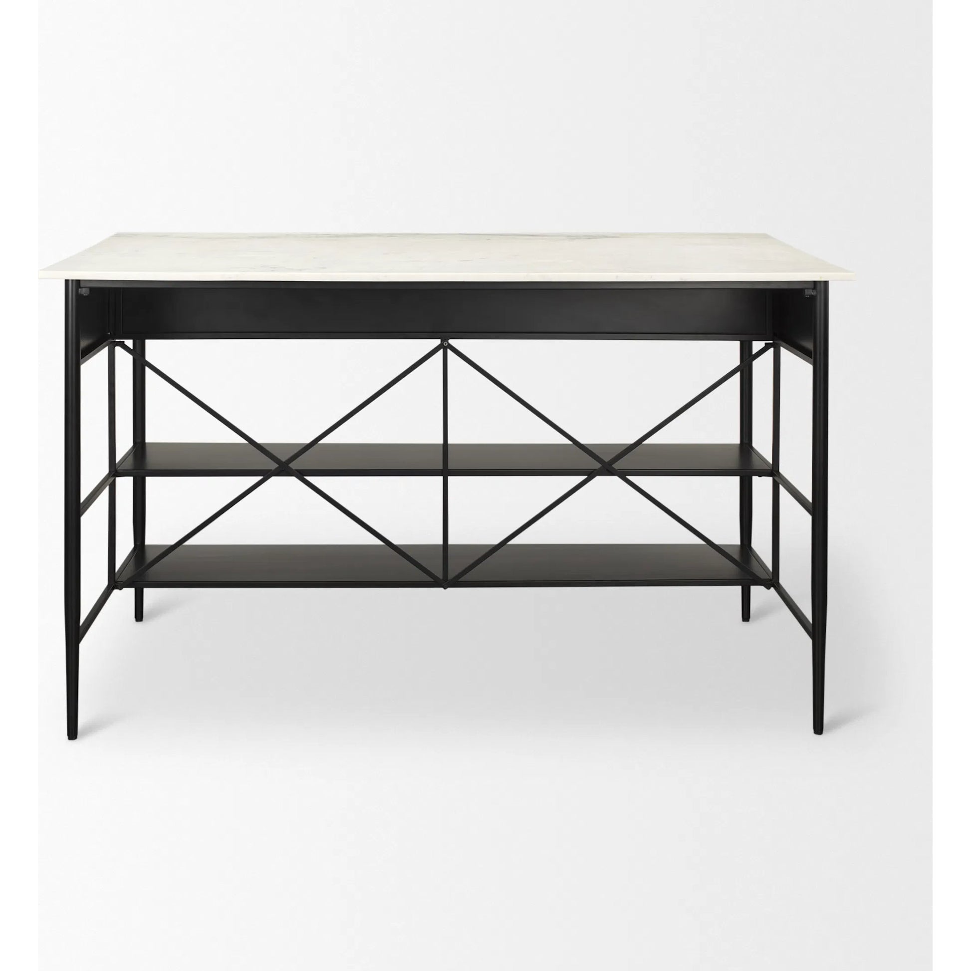 Amika Kitchen Island by Mercana in white, black. Made from iron in a unique style.