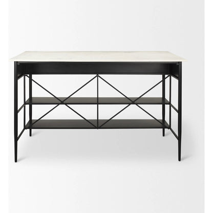 Amika Kitchen Island by Mercana in white, black. Made from iron in a unique style.