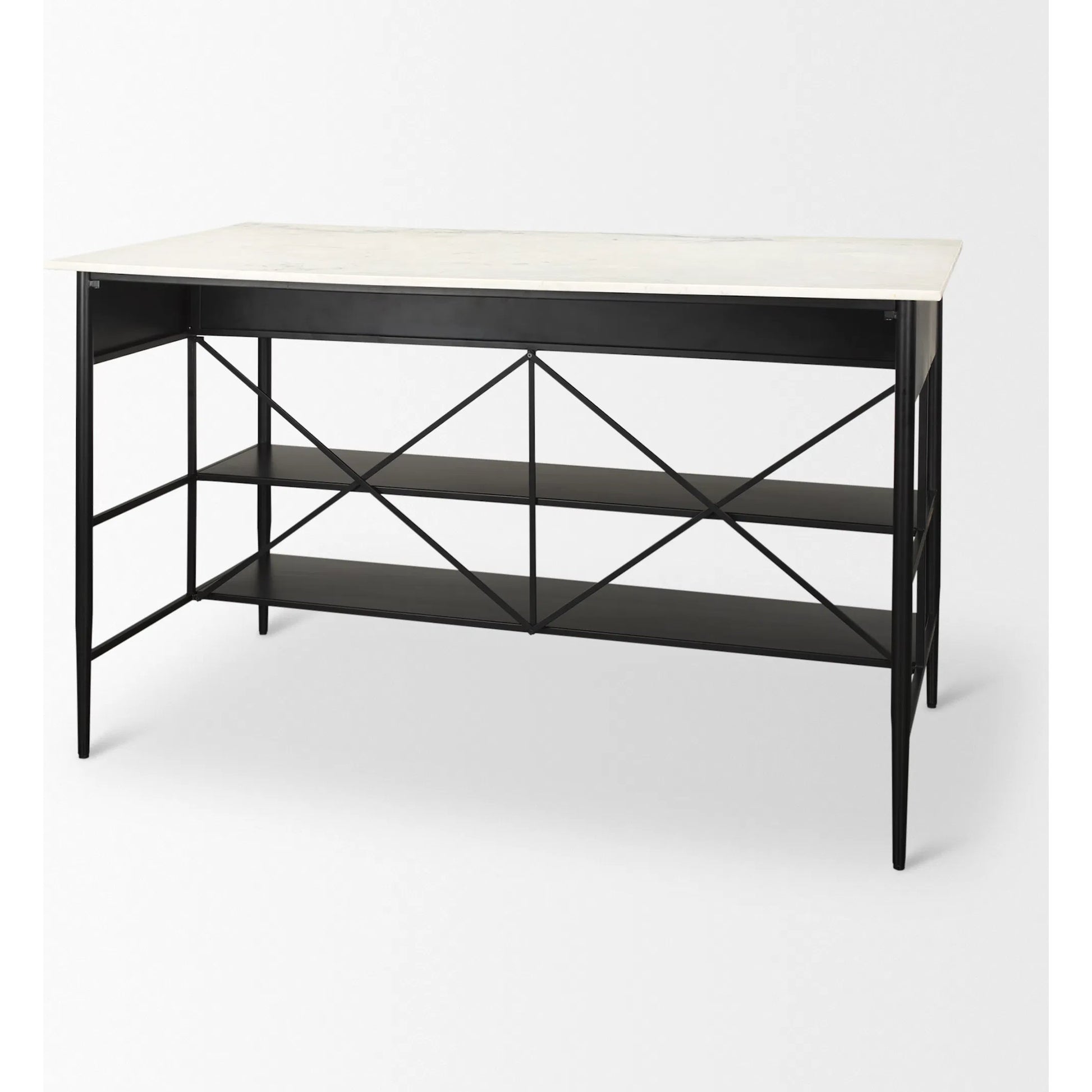 Amika Kitchen Island by Mercana in white, black. Made from iron in a unique style.