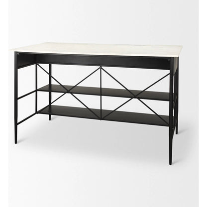 Amika Kitchen Island by Mercana in white, black. Made from iron in a unique style.
