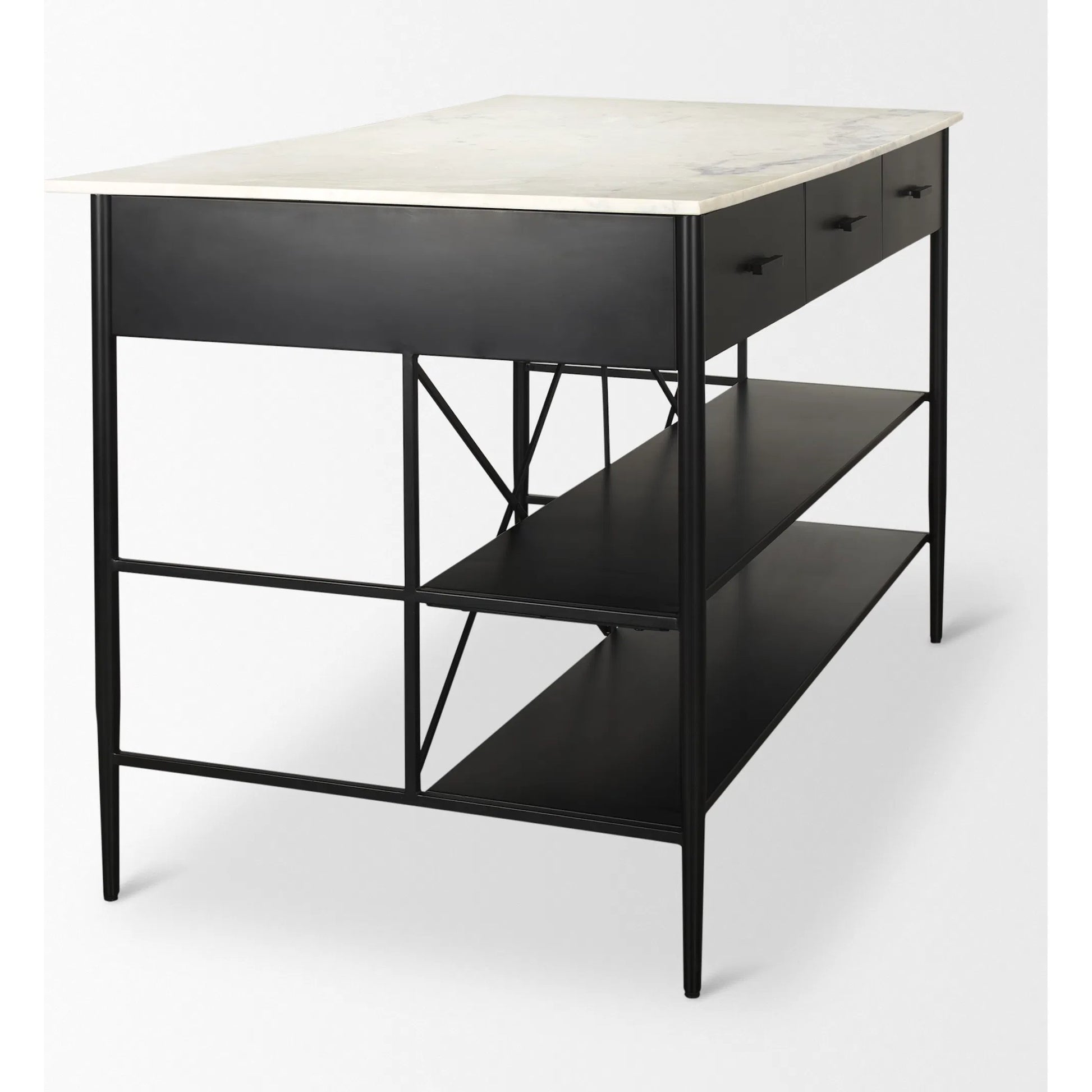 Amika Kitchen Island by Mercana in white, black. Made from iron in a unique style.