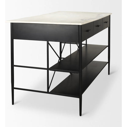 Amika Kitchen Island by Mercana in white, black. Made from iron in a unique style.