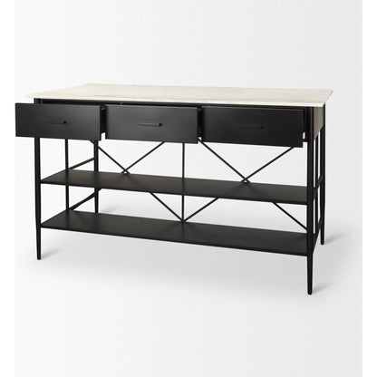 Amika Kitchen Island by Mercana in white, black. Made from iron in a unique style.