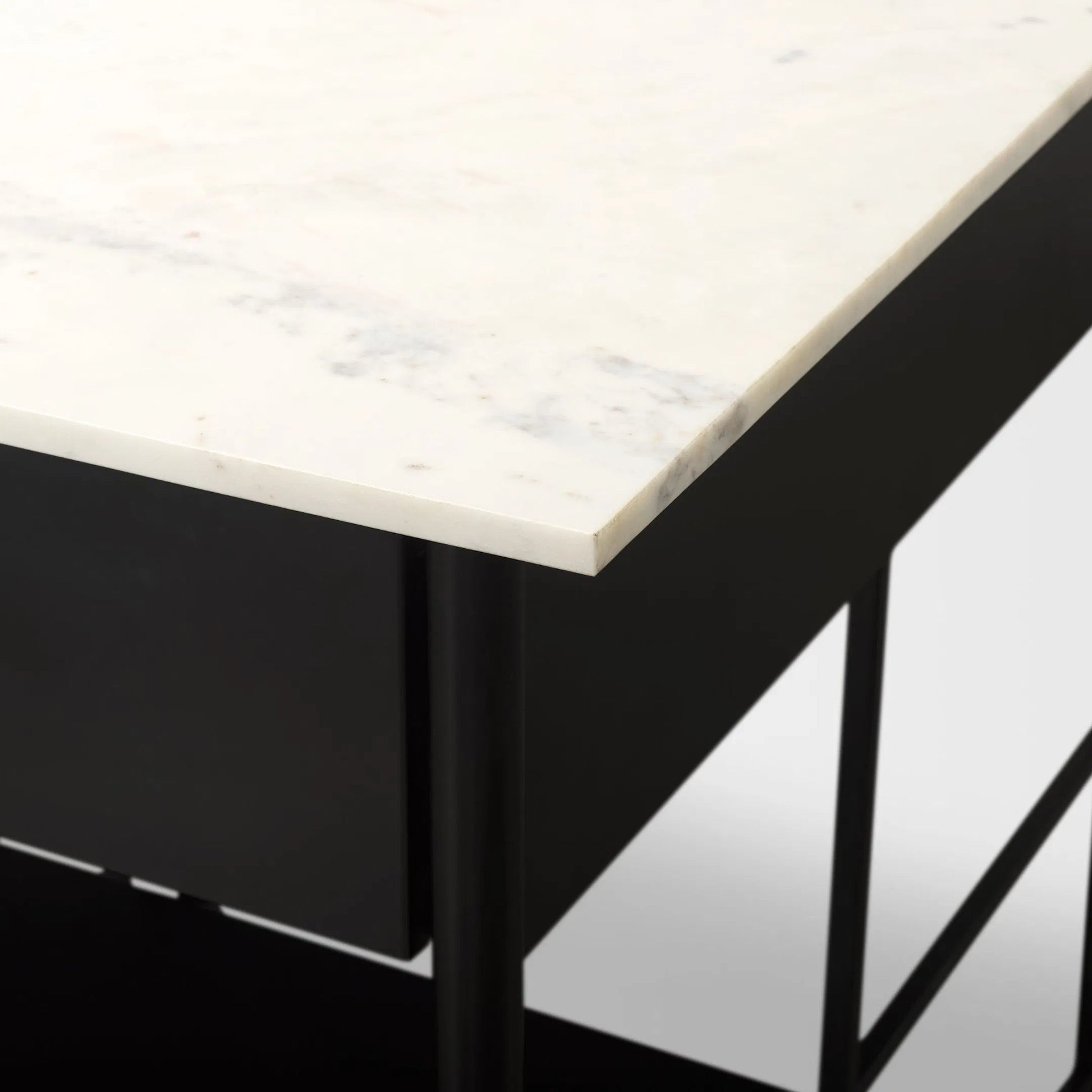Amika Kitchen Island by Mercana in white, black. Made from iron in a unique style.