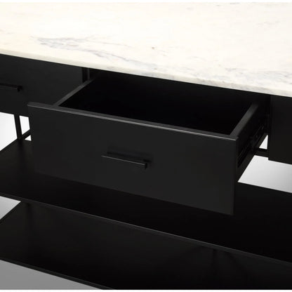 Amika Kitchen Island by Mercana in white, black. Made from iron in a unique style.