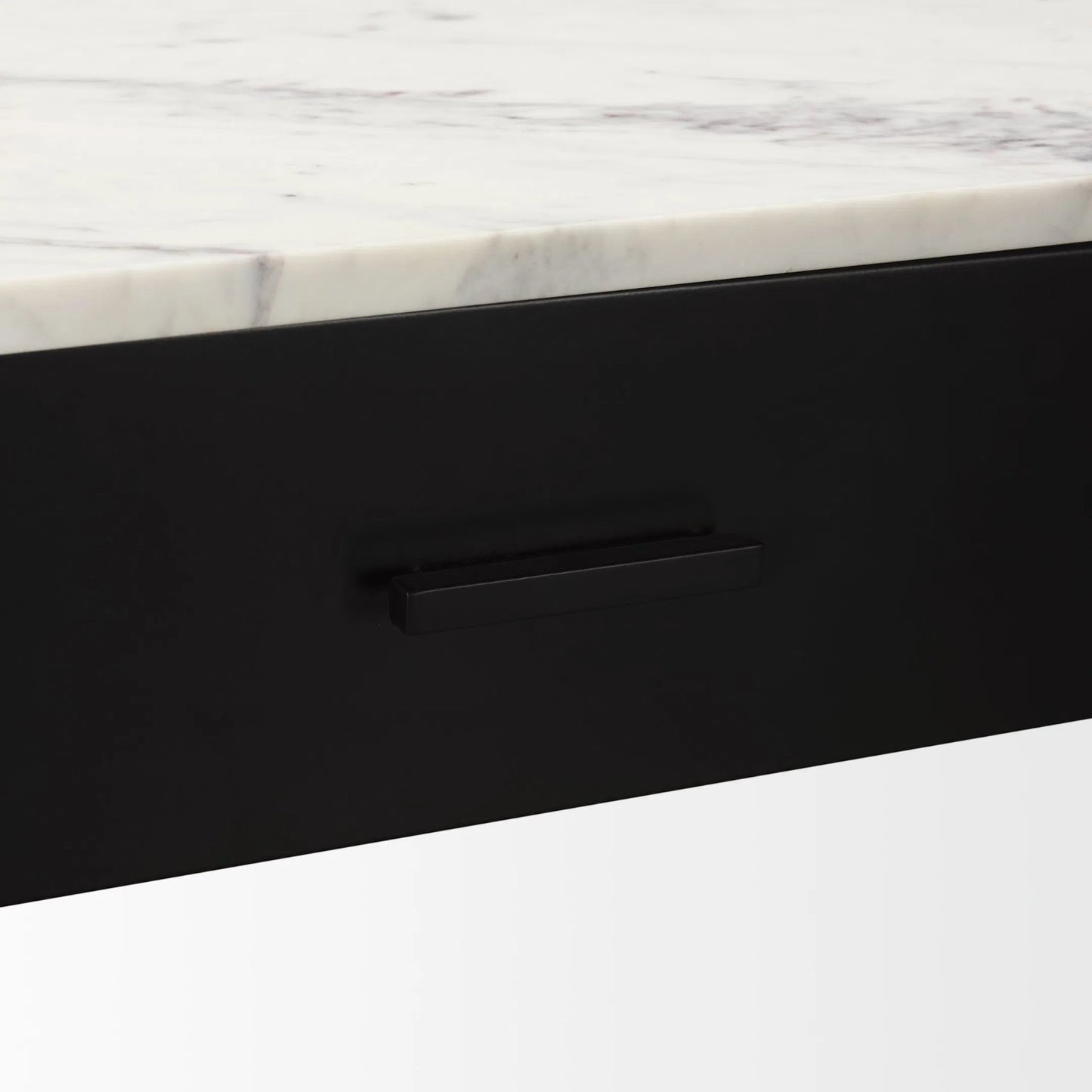 020 SI-2369908 | Closeup | Amika Console Table by Mercana in white, black. Made from metal in a modern style.