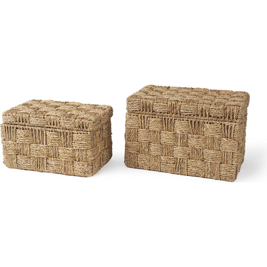 Hanalei Boxes (Set of 2) by Mercana in brown. Made from fabric in a unique style.