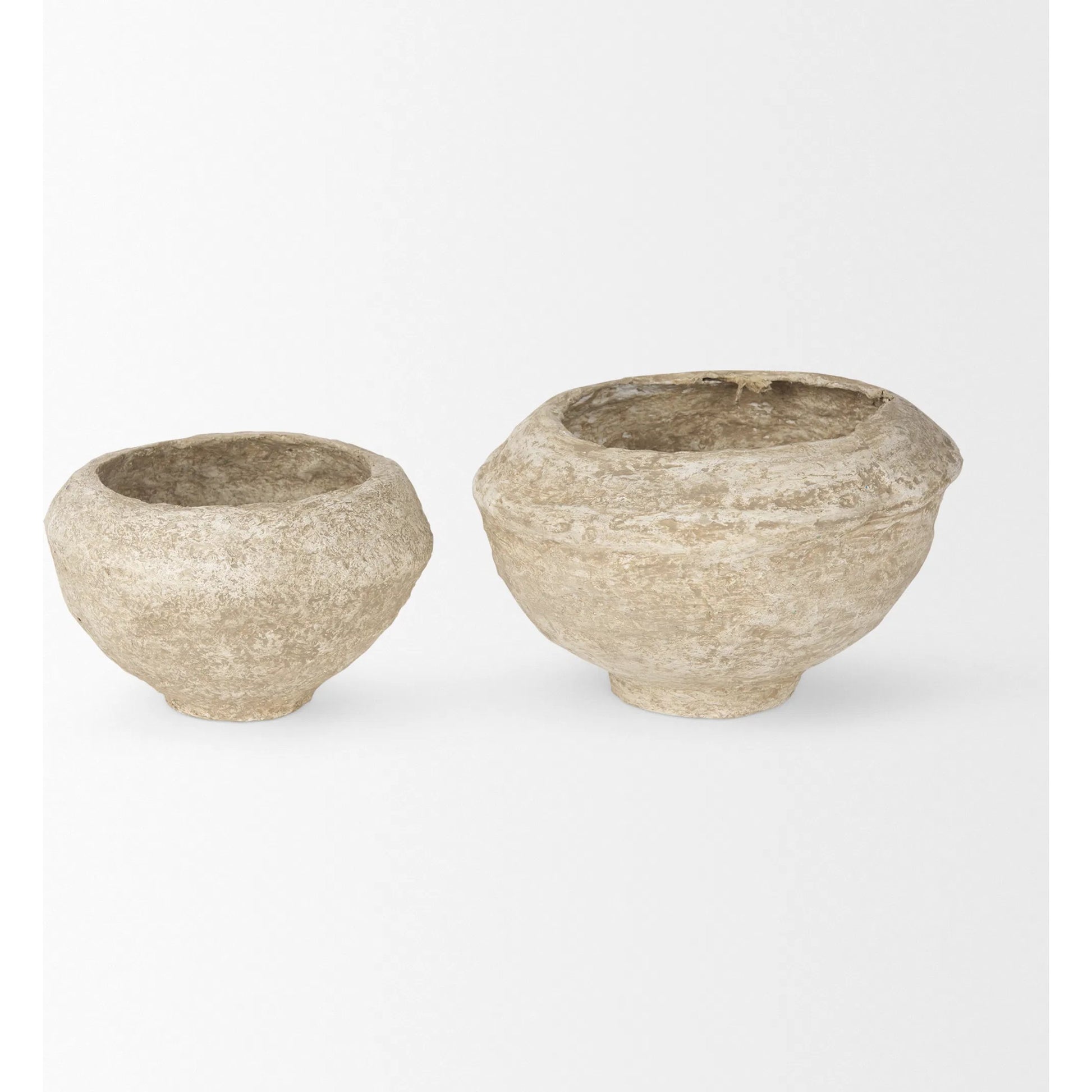 Sonu Paper Mache Half-Pot Bowls by Mercana. Made from paper in a rustic style.