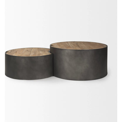 Eclipse Nesting Coffee Table by Mercana in brown. Made from metal in a unique style.