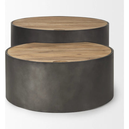 Eclipse Nesting Coffee Table by Mercana in brown. Made from metal in a unique style.