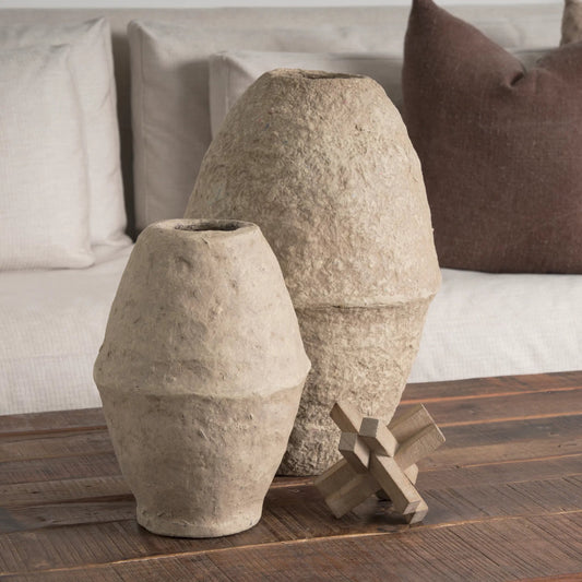 Rundal Vase by Mercana. Made from paper in a rustic style.