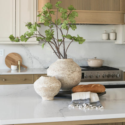 Ritu Pot by Mercana in beige. Made from paper in a rustic style.