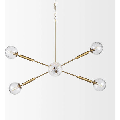 Britton Chandelier by Mercana in gold. Made from glass, metal in a modern style.