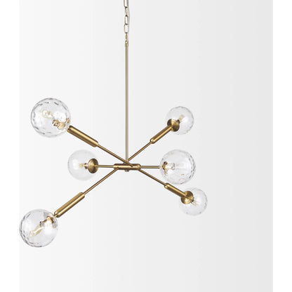 Britton Chandelier by Mercana in gold. Made from glass, metal in a modern style.