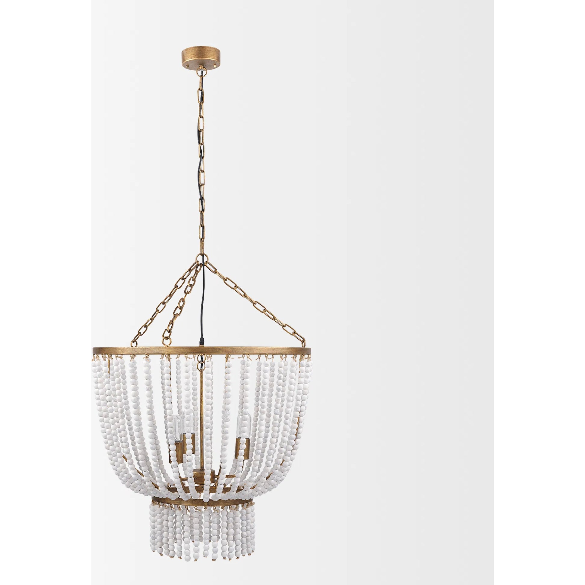 Rhone Chandelier by Mercana in gold. Made from metal, wood in a traditional style.