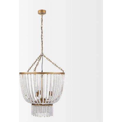 Rhone Chandelier by Mercana in gold. Made from metal, wood in a traditional style.