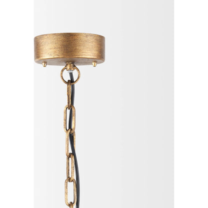 Rhone Chandelier by Mercana in gold. Made from metal, wood in a traditional style.