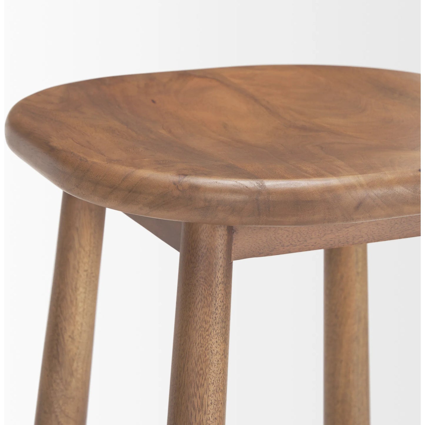 013 SI-2370340 | Closeup | Ernest Bar Stool by Mercana in brown. Made from solid wood in a transitional style.