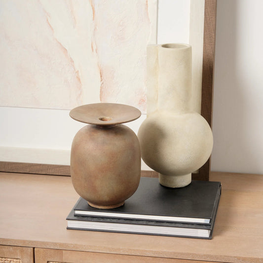 Rylee Brown Vase by Mercana in brown. Made from ceramic in a modern style.