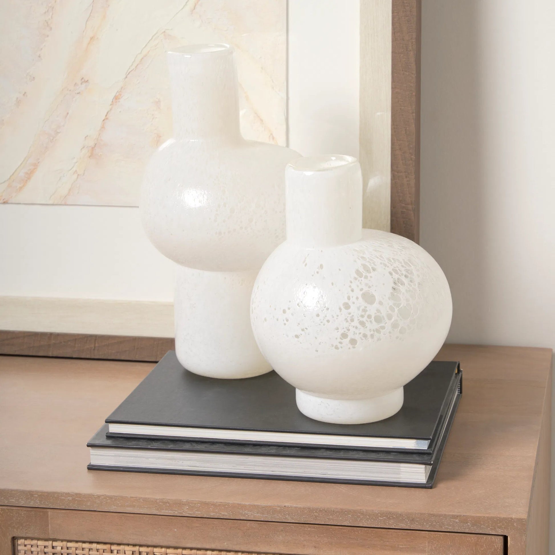 Heket Vase by Mercana in white. Made from glass in a modern style.