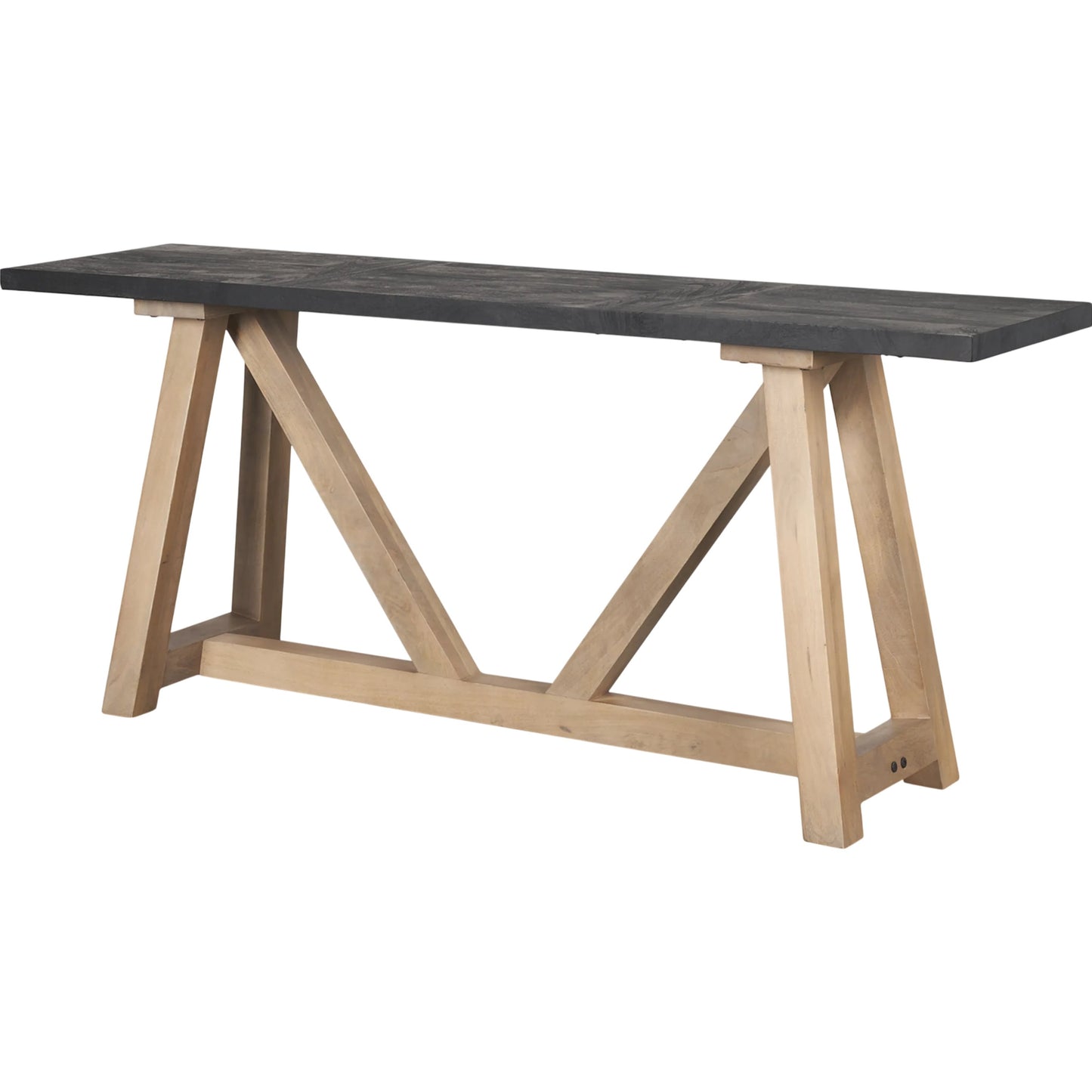 008 SI-2370314 | Primary Silo | Rialto Console Table by Mercana in black, brown. Made from solid wood in a transitional style.