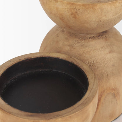 Aleena Wooden Candle Holder by Mercana in brown. Made from solid wood in a transitional style.