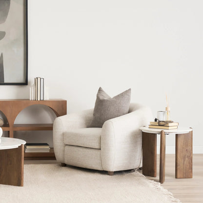 Rumer Side Table by Mercana in brown. Made from solid wood in a modern style.