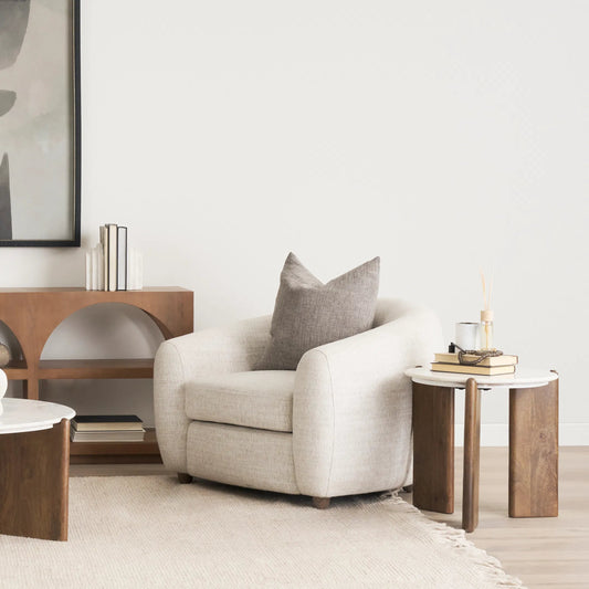 Rumer Side Table by Mercana in brown. Made from solid wood in a unique style.