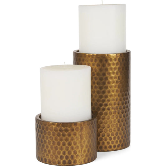Gage Candle Holder by Mercana in gold. Made from metal in a unique style.