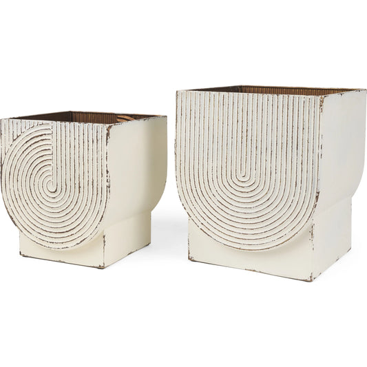 Medina Planters by Mercana. Made from metal in a rustic style.