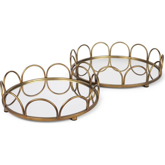 Lenore Round Tray Set of Two by Mercana. Made from metal in a unique style.