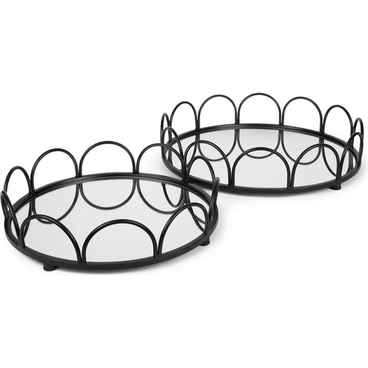 Lenore Round Tray Set of Two by Mercana. Made from metal in a unique style.