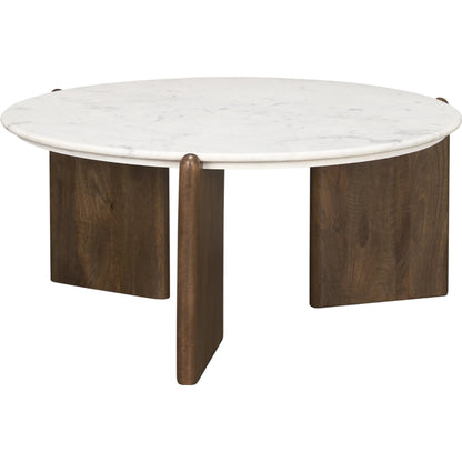 Rumer Coffee Table by Mercana in brown. Made from stone in a modern style.