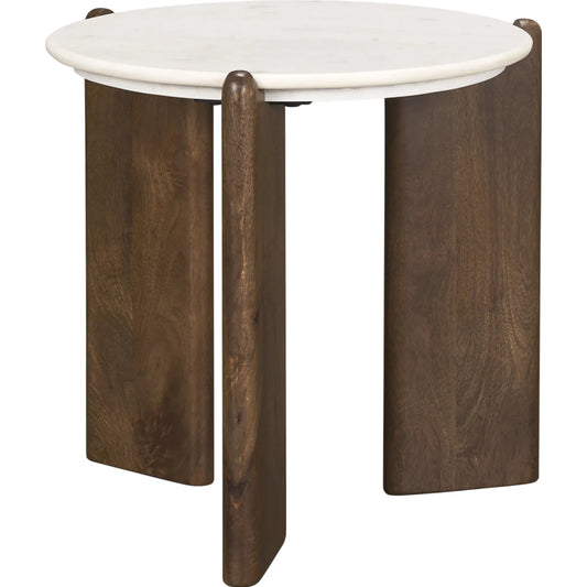 Rumer Side Table by Mercana in brown. Made from solid wood in a unique style.