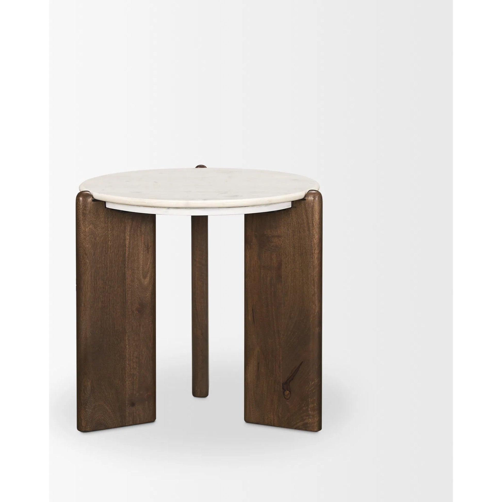 Rumer Side Table by Mercana in brown. Made from solid wood in a modern style.
