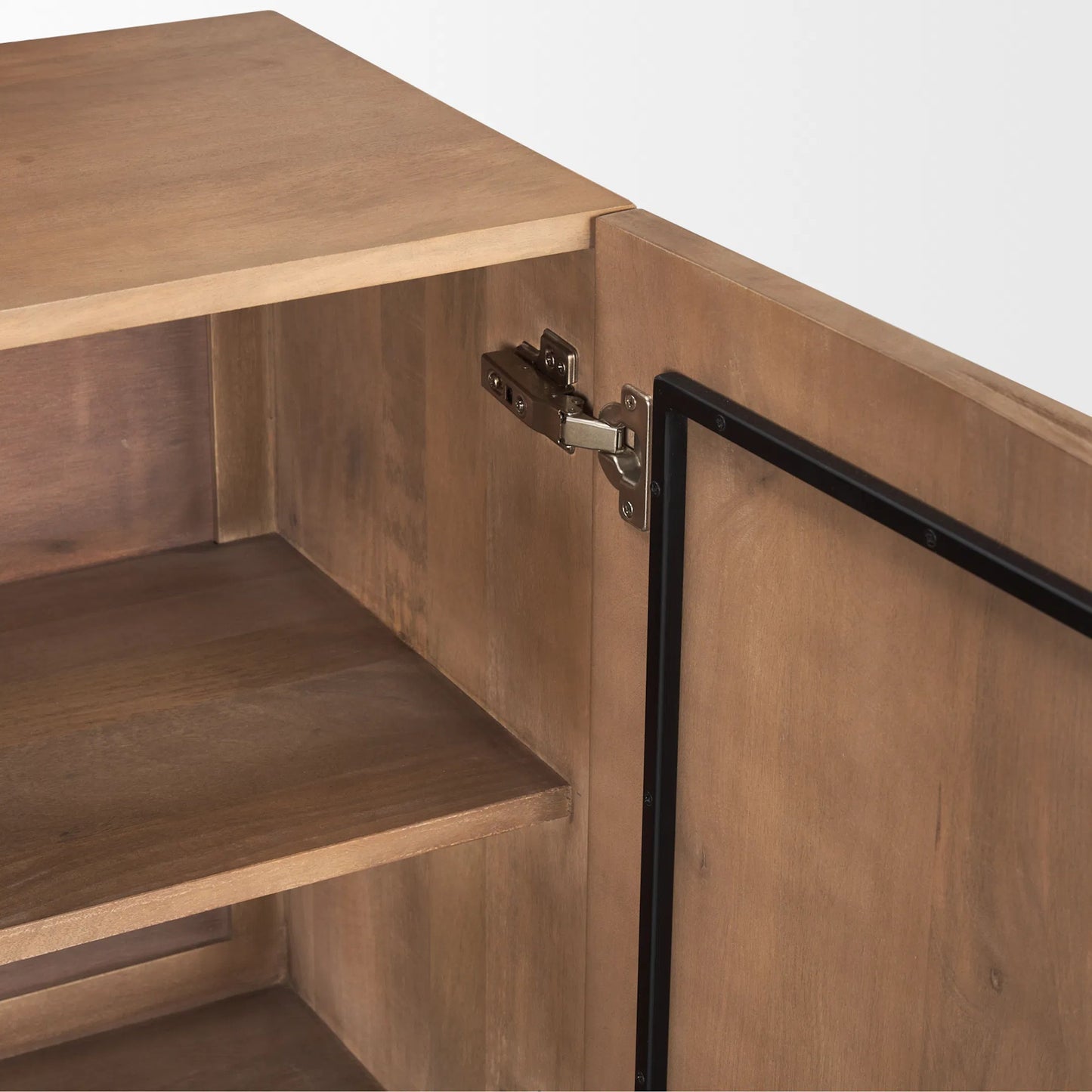 020 SI-2370354 | Closeup | Eula Sideboard by Mercana in brown. Made from solid wood in a transitional style.