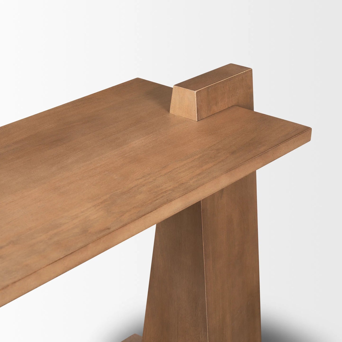 012 SI-2370355 | Closeup | Eula Console Table by Mercana in brown. Made from solid wood in a transitional style.