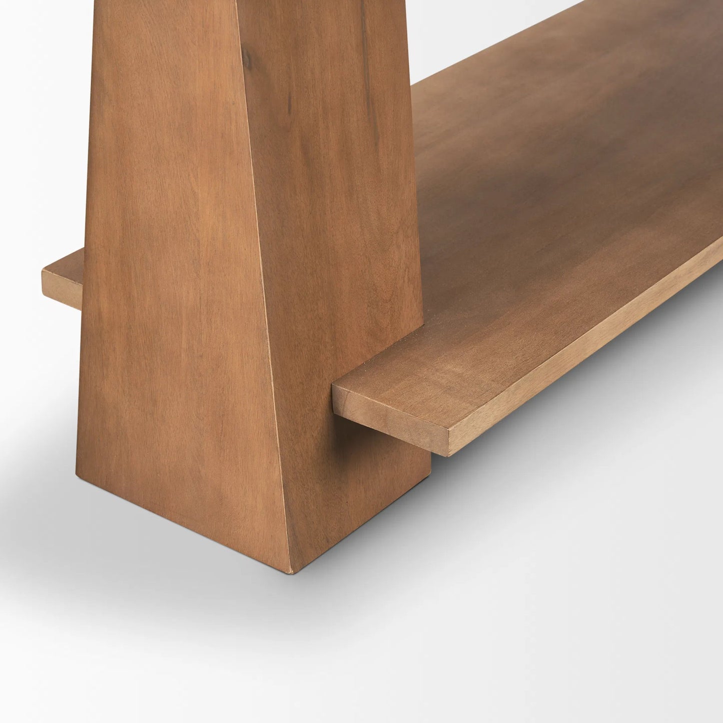 014 SI-2370355 | Closeup | Eula Console Table by Mercana in brown. Made from solid wood in a transitional style.