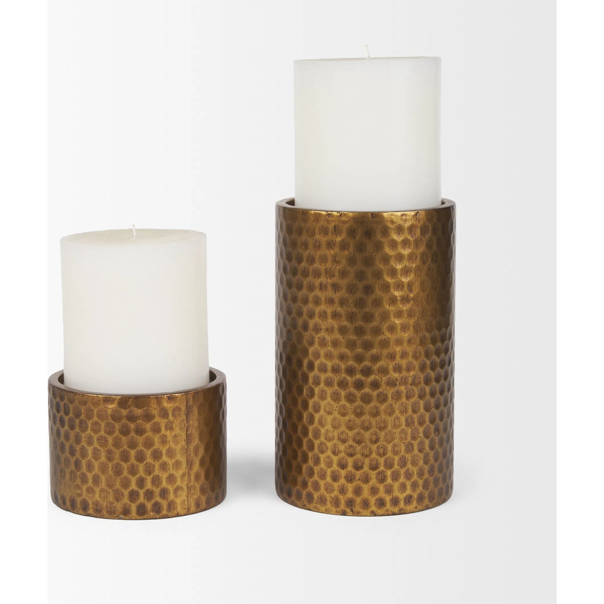 Gage Candle Holder by Mercana in gold. Made from metal in a modern style.