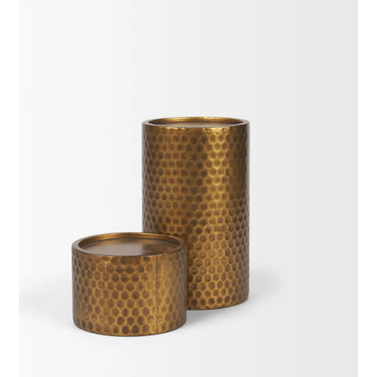 Gage Candle Holder by Mercana in gold. Made from metal in a modern style.