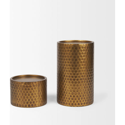 Gage Candle Holder by Mercana in gold. Made from metal in a modern style.