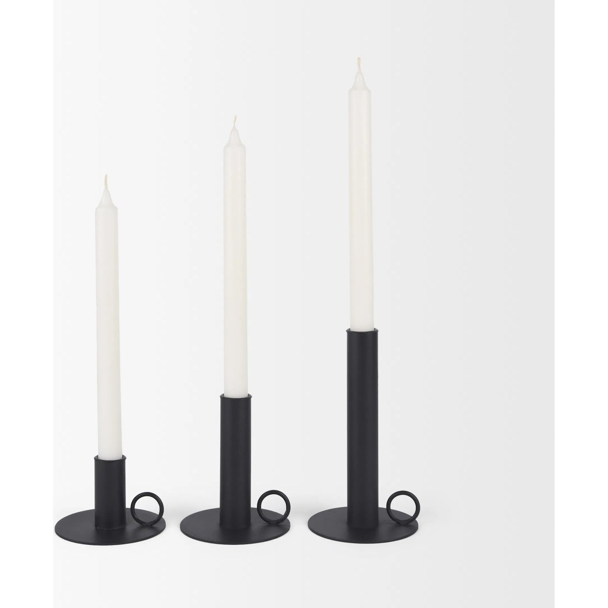 Noir Candle Holders by Mercana in black. Made from metal in a transitional style.