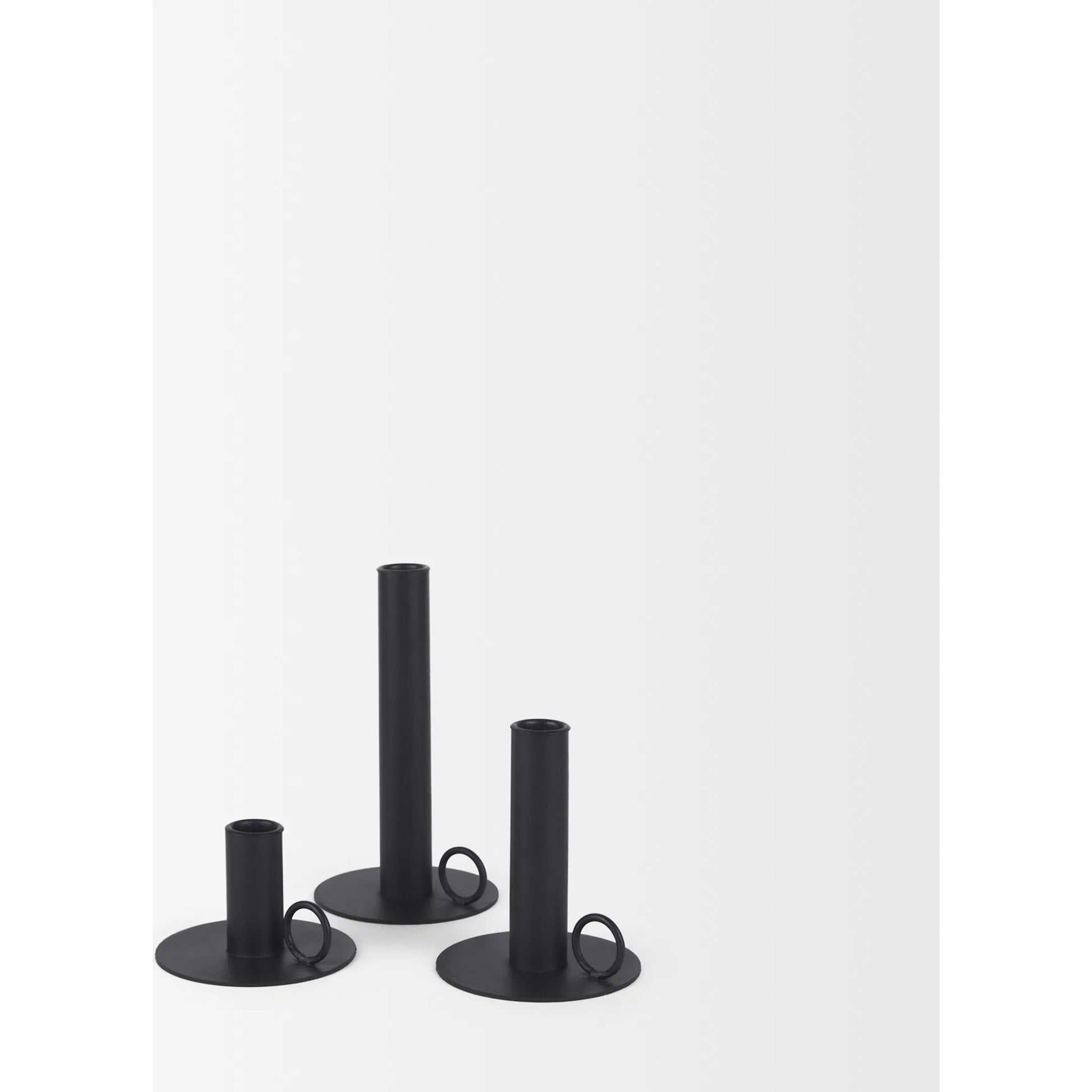 Noir Candle Holders by Mercana in black. Made from metal in a transitional style.