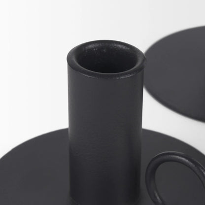Noir Candle Holders by Mercana in black. Made from metal in a transitional style.
