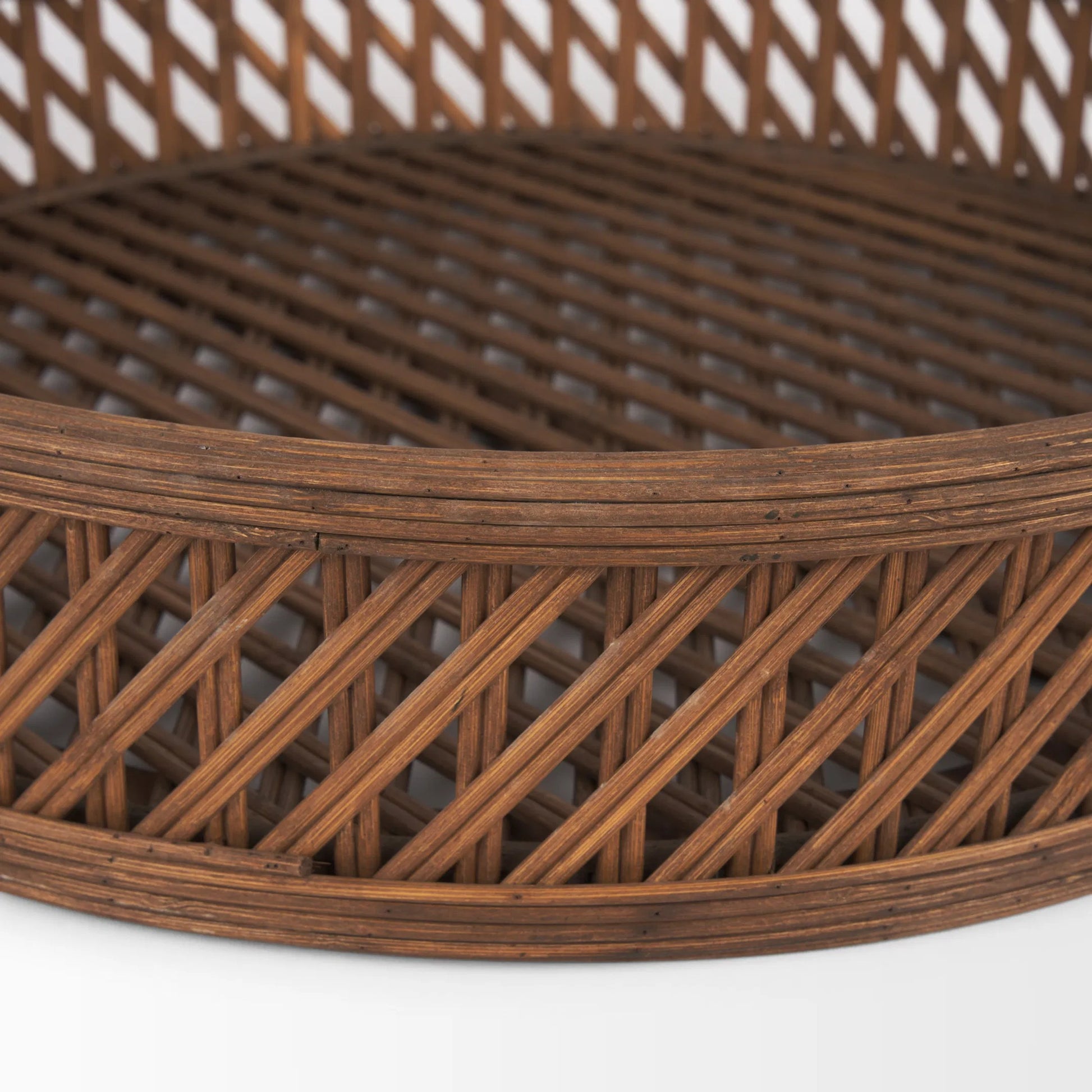 Thala Round Tray by Mercana in brown. Made from wicker in a rustic style.