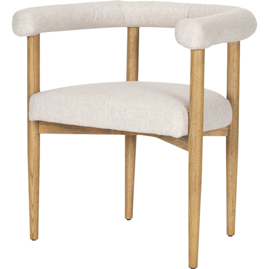 Arden Dining Chair by Mercana in cream. Made from solid wood in a unique style.